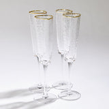 Hammered Glass Champagne Flutes