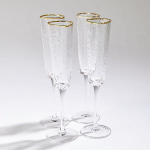 Hammered Glass Champagne Flutes